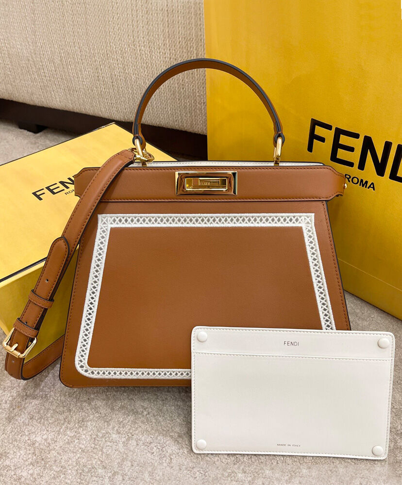 Fendi Peekaboo Iseeu Medium Handbag 8BN321 Coffee